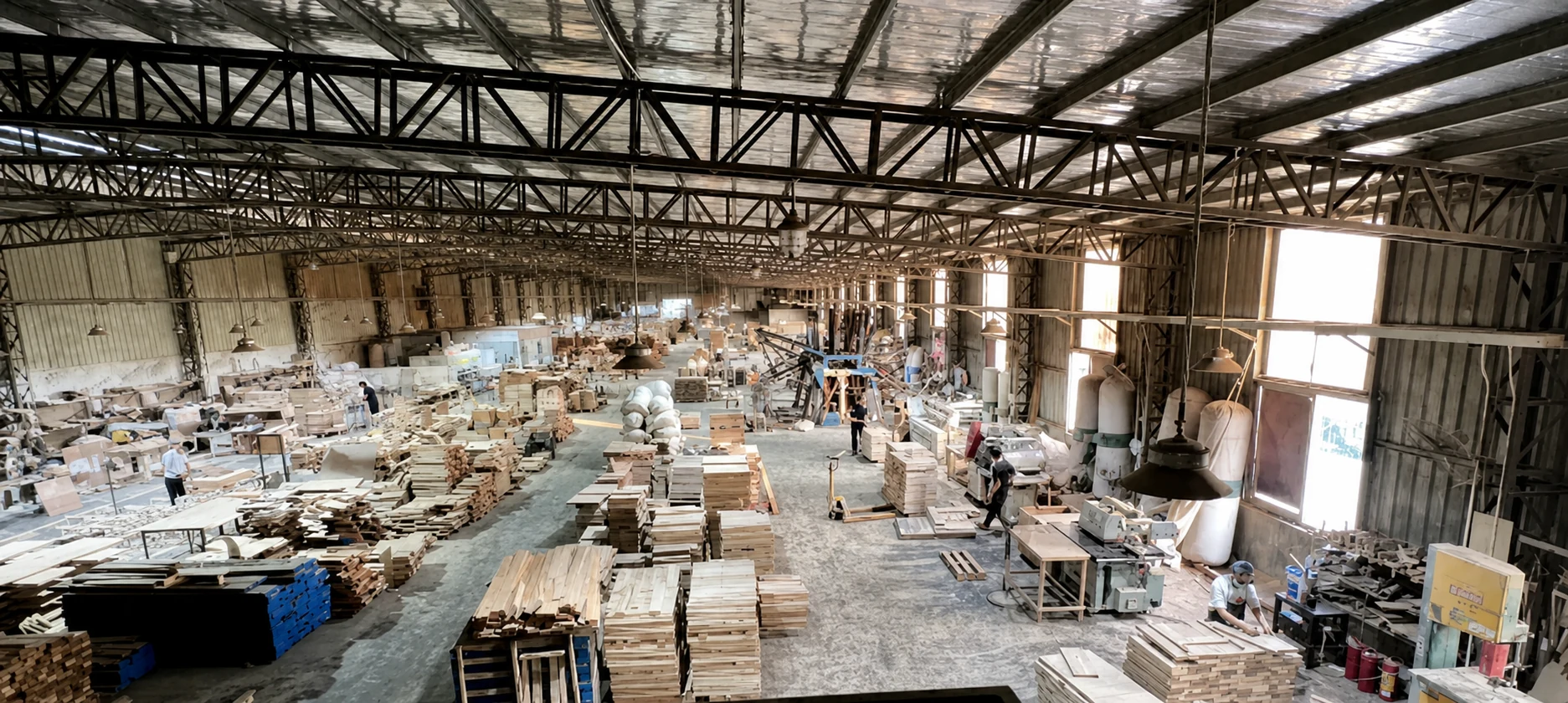Timber preparation at the Dongguan production base